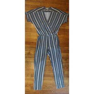 Maje Gray Pandora Striped Jacquard Short Sleeve Jumpsuit - Size 2